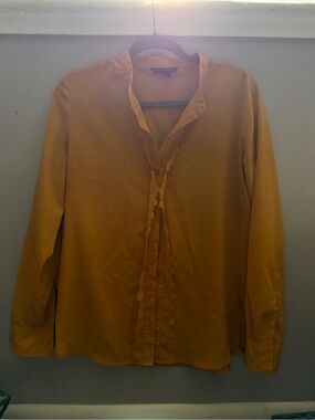 Banana Republic Mustard Yellow Scalloped Button-Front Blouse